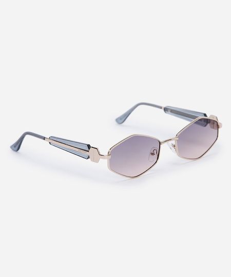 óculos de sol feminino oval de metal triton dourado UNICO