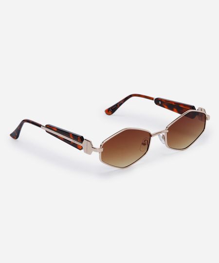 óculos de sol feminino oval de metal triton dourado UNICO