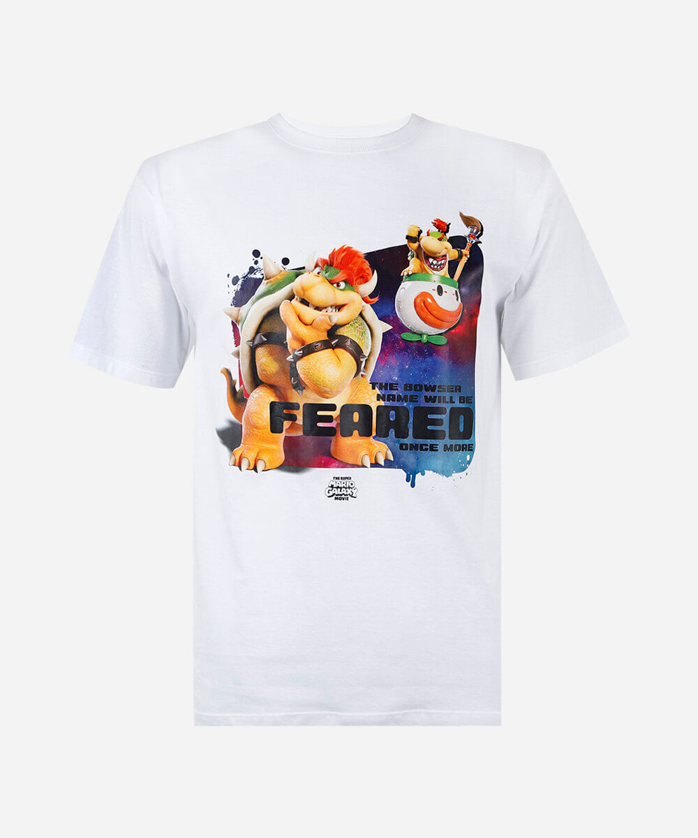 camiseta juvenil manga curta mario galaxy feared off white