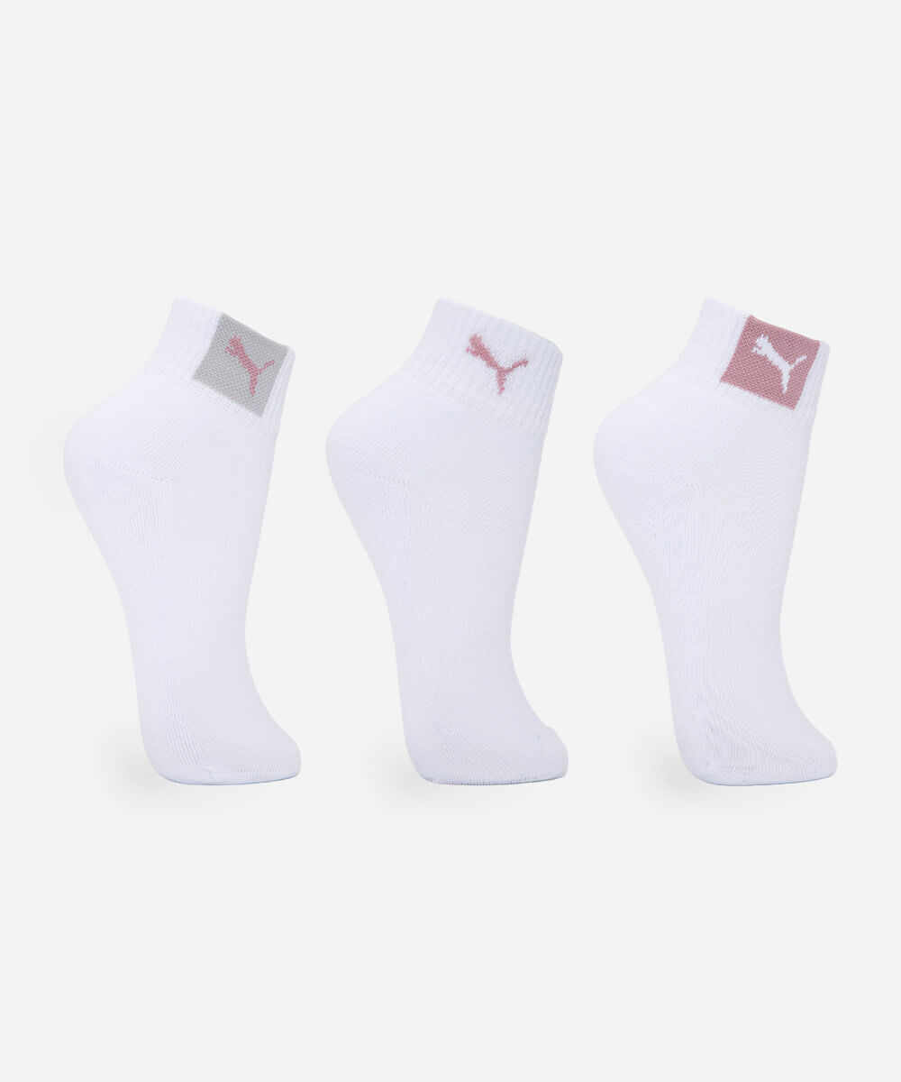 kit de 3 meias cano médio feminino puma branca