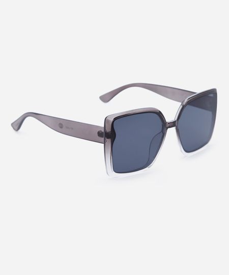 óculos de sol feminino quadrado de acetato cinza UNICO