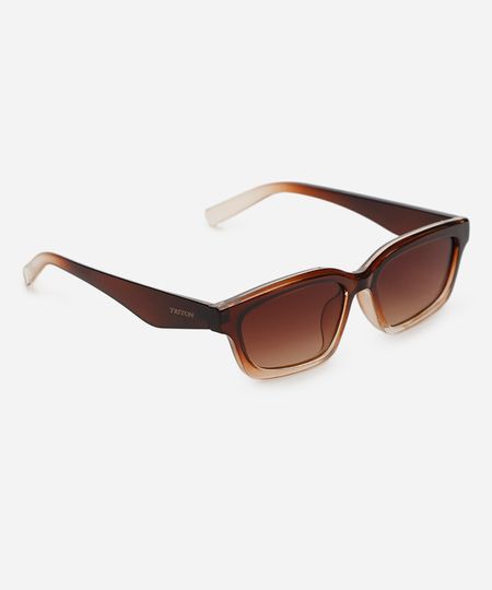 óculos de sol feminino quadrado de acetato triton marrom UNICO