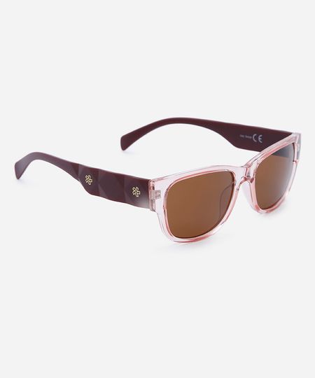 óculos de sol feminino oval de acetato marrom UNICO