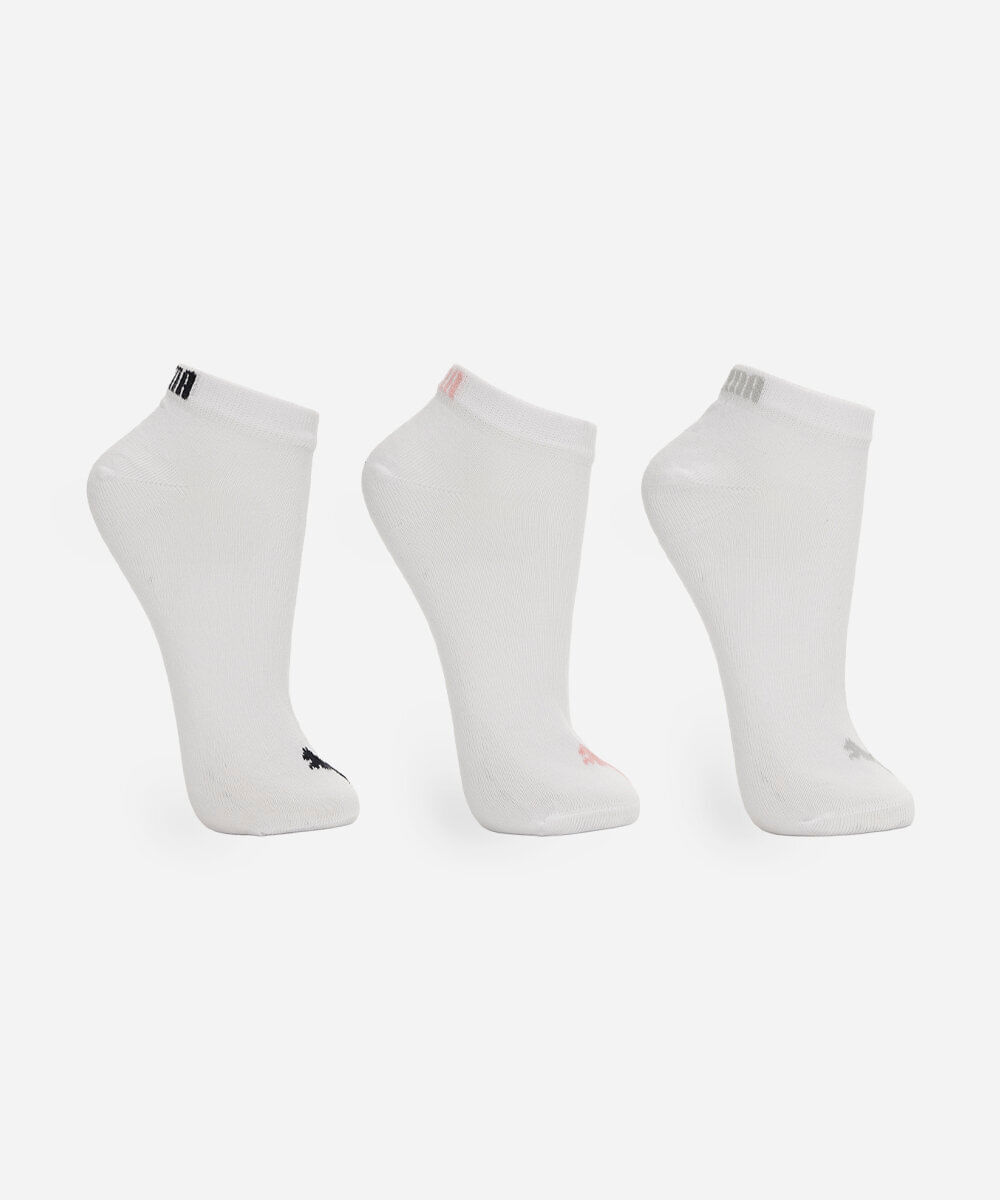kit de 3 meias cano curto feminino puma branca