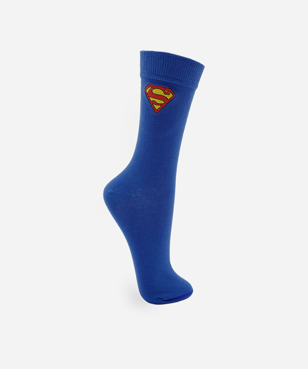meia masculina cano alto superman azul
