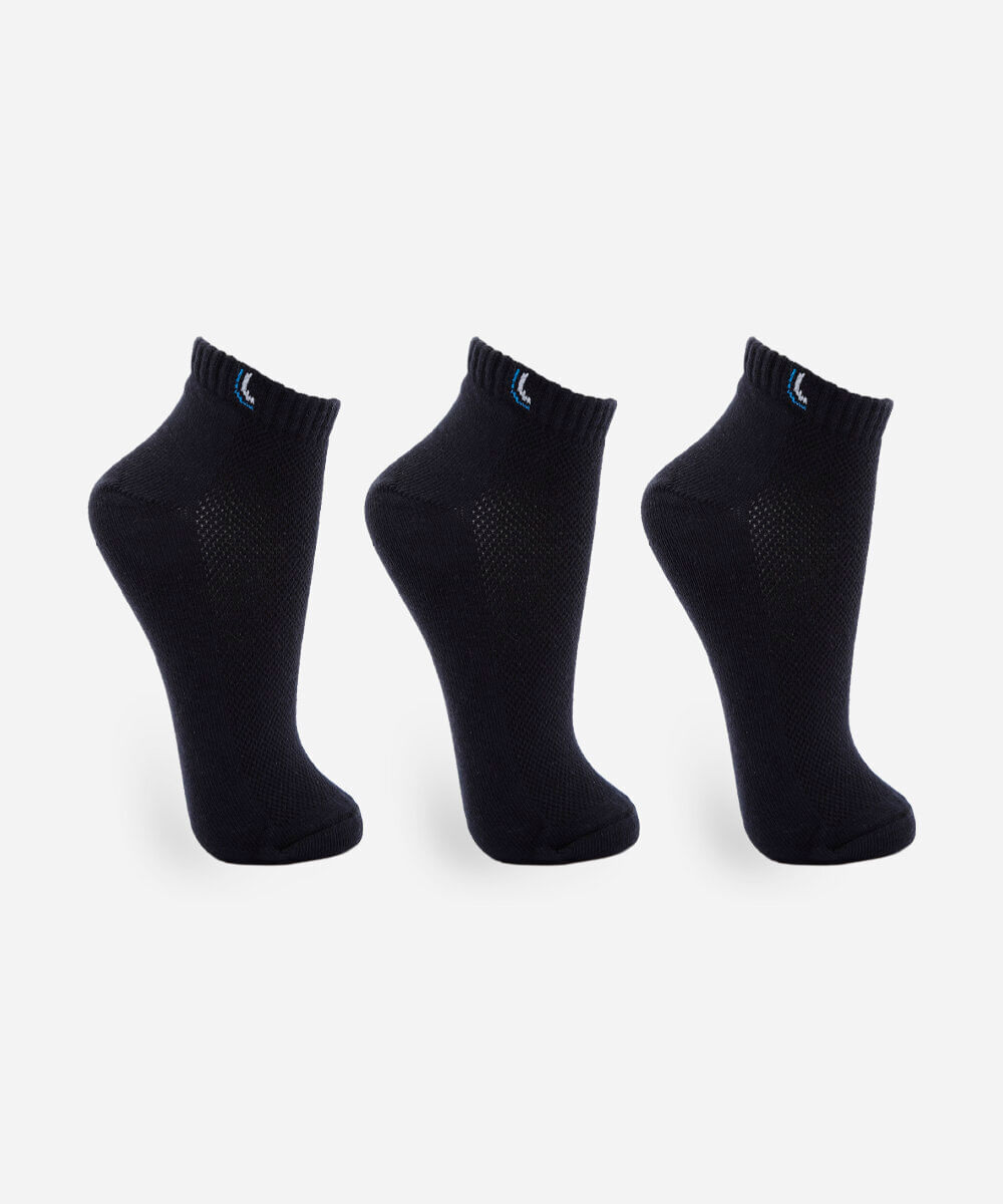kit de 3 meias invisível lupo preto