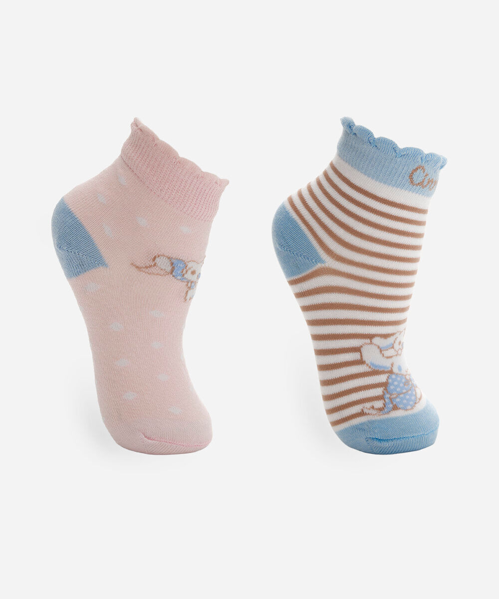 kit de 2 meias cano médio infantil cinamonroll colorido