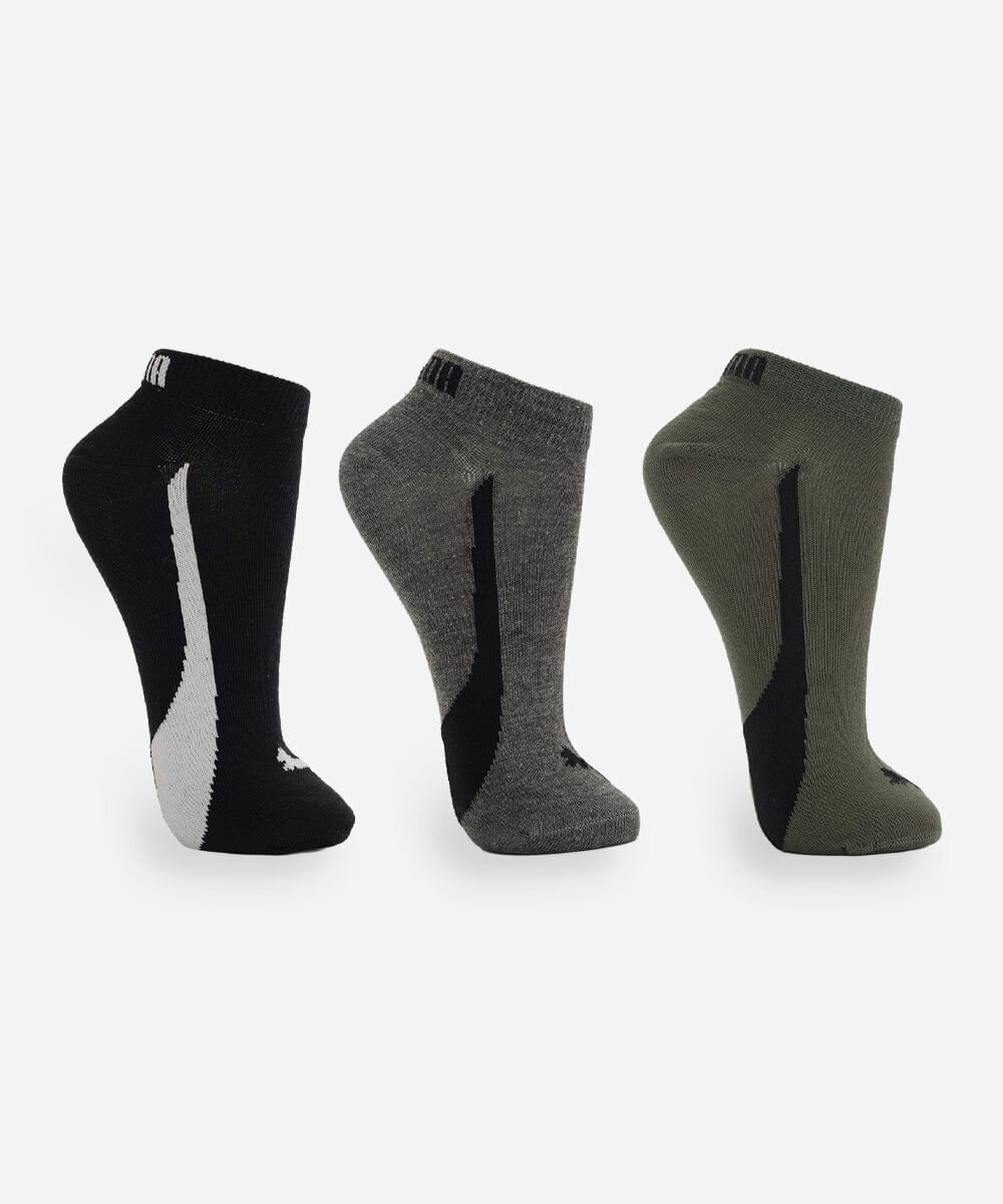 kit de 3 meias cano curto masculina puma colorida