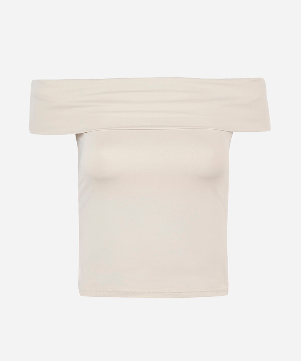 blusa juvenil ombro a ombro de poliamida bege