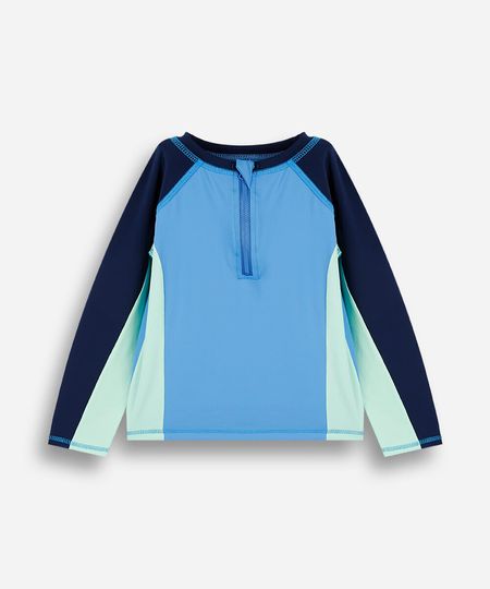 camiseta de praia infantil manga longa com recortes e proteção uv colorido 4