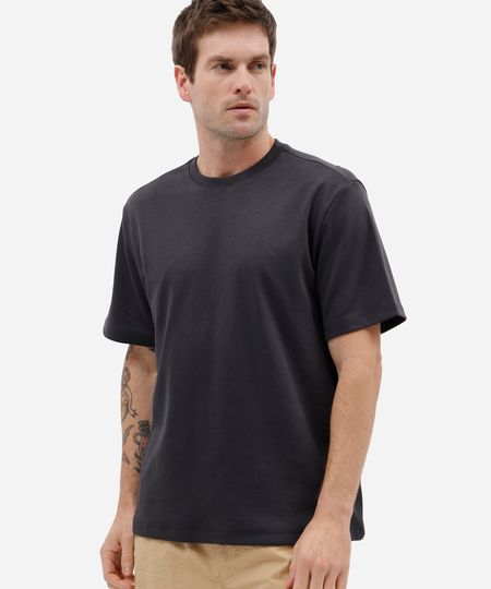camiseta masculina de algodão peruano manga curta cinza P