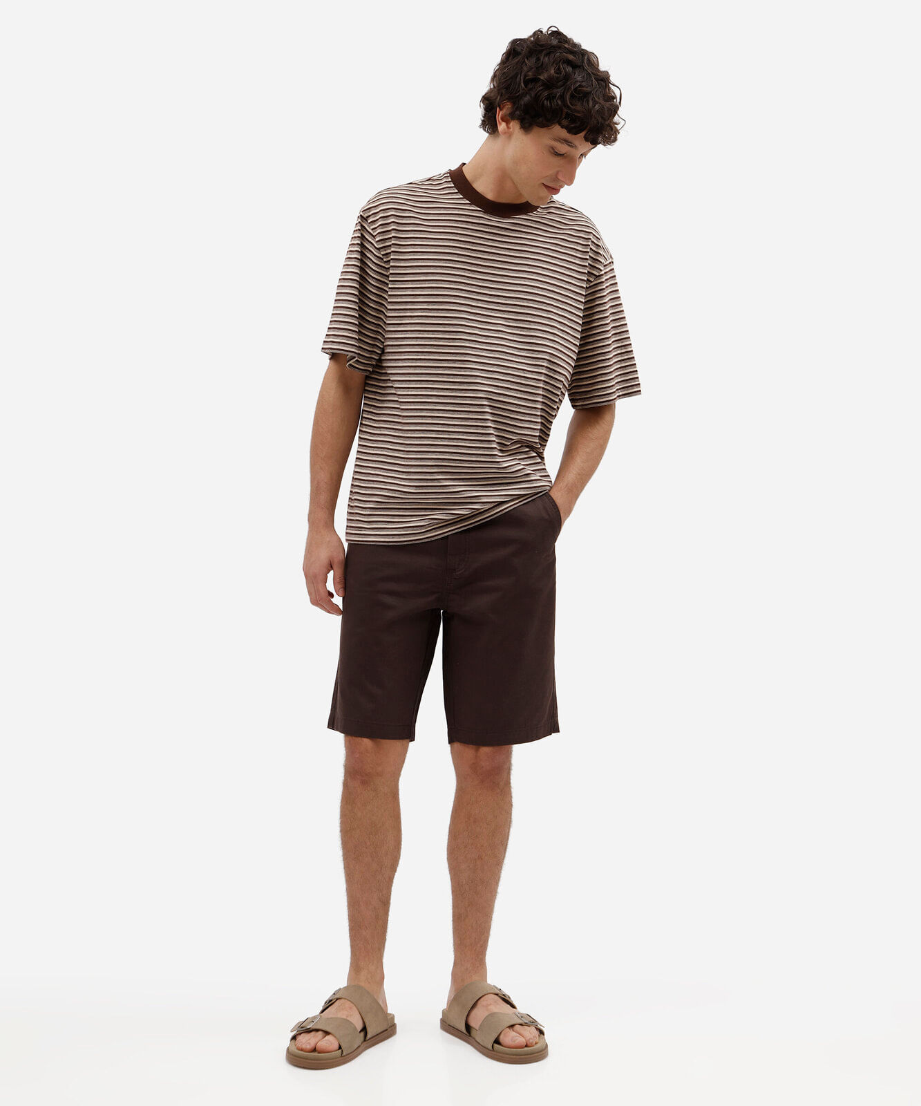 bermuda masculina reta chino marrom
