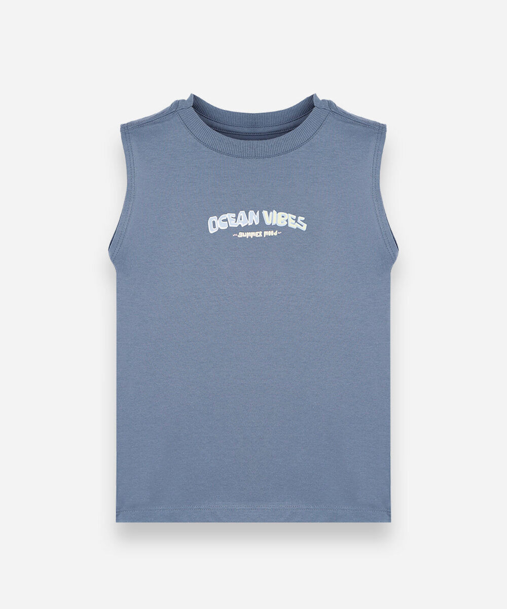 regata infantil de algodão estampada azul