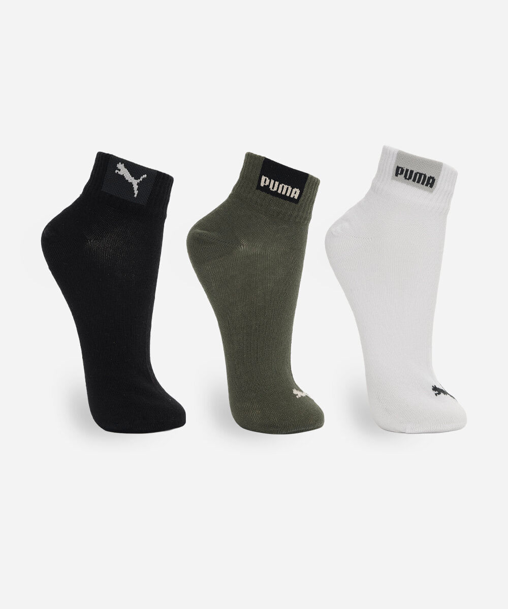 kit de 3 meias cano curto masculina puma colorido