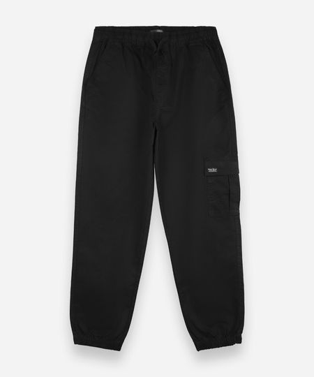 calça jogger cargo juvenil de sarja cós elástico preta 10
