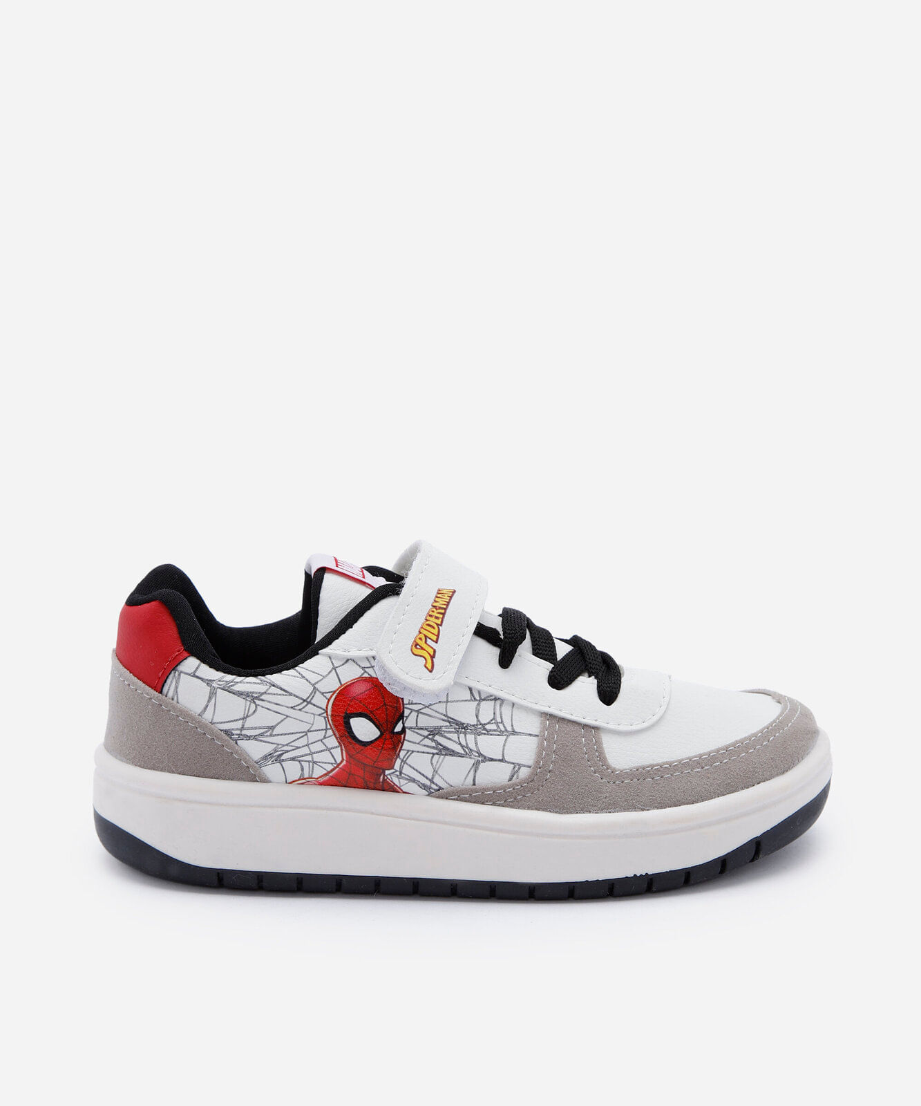 tênis casual infantil com recortes e velcro homem aranha branco