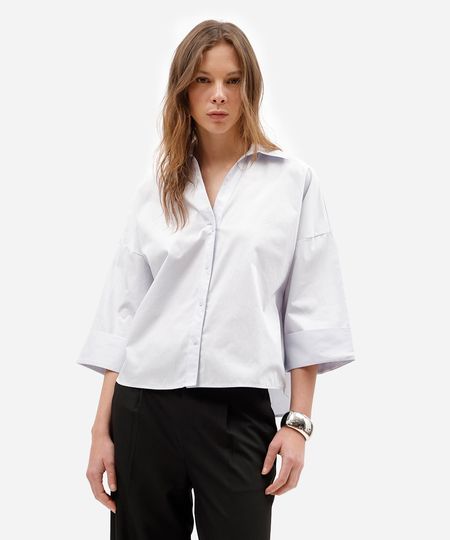 camisa oversized feminina de algodão azul M