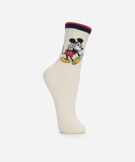 meia cano alto feminina mickey off white 34-39