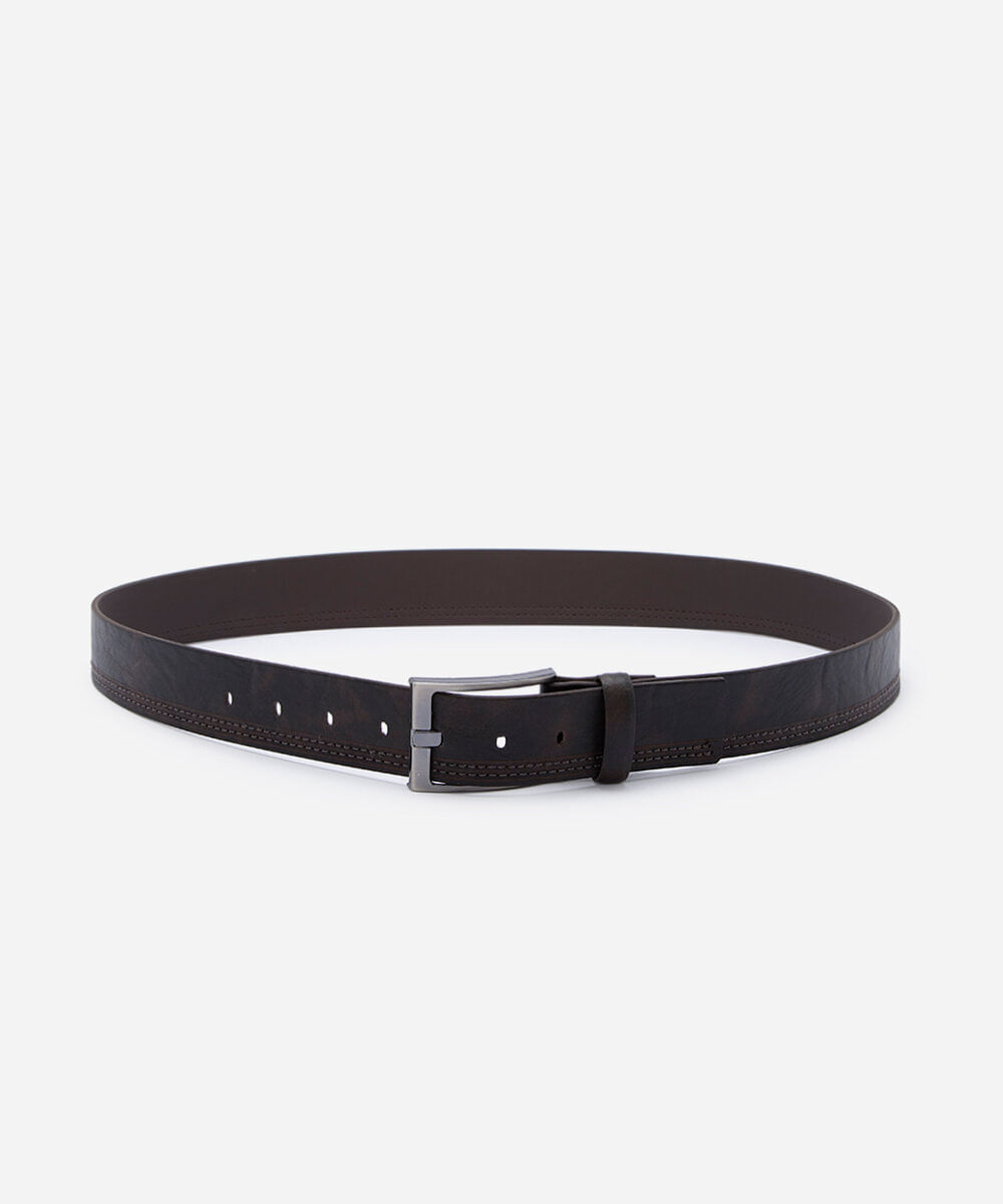 cinto masculino casual com pespontos marrom
