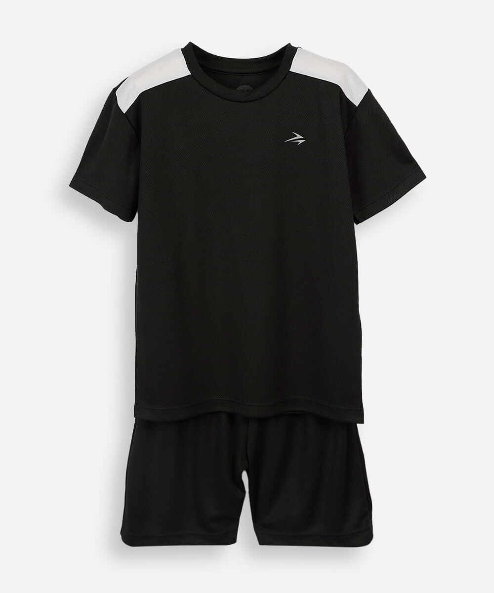 conjunto curto infantil com recorte preto