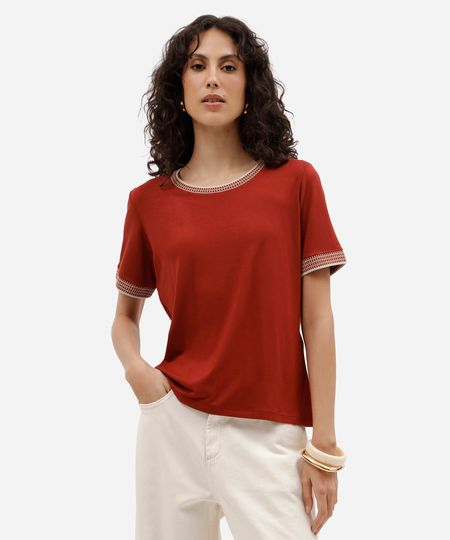 blusa feminina de viscose manga curta vinho P