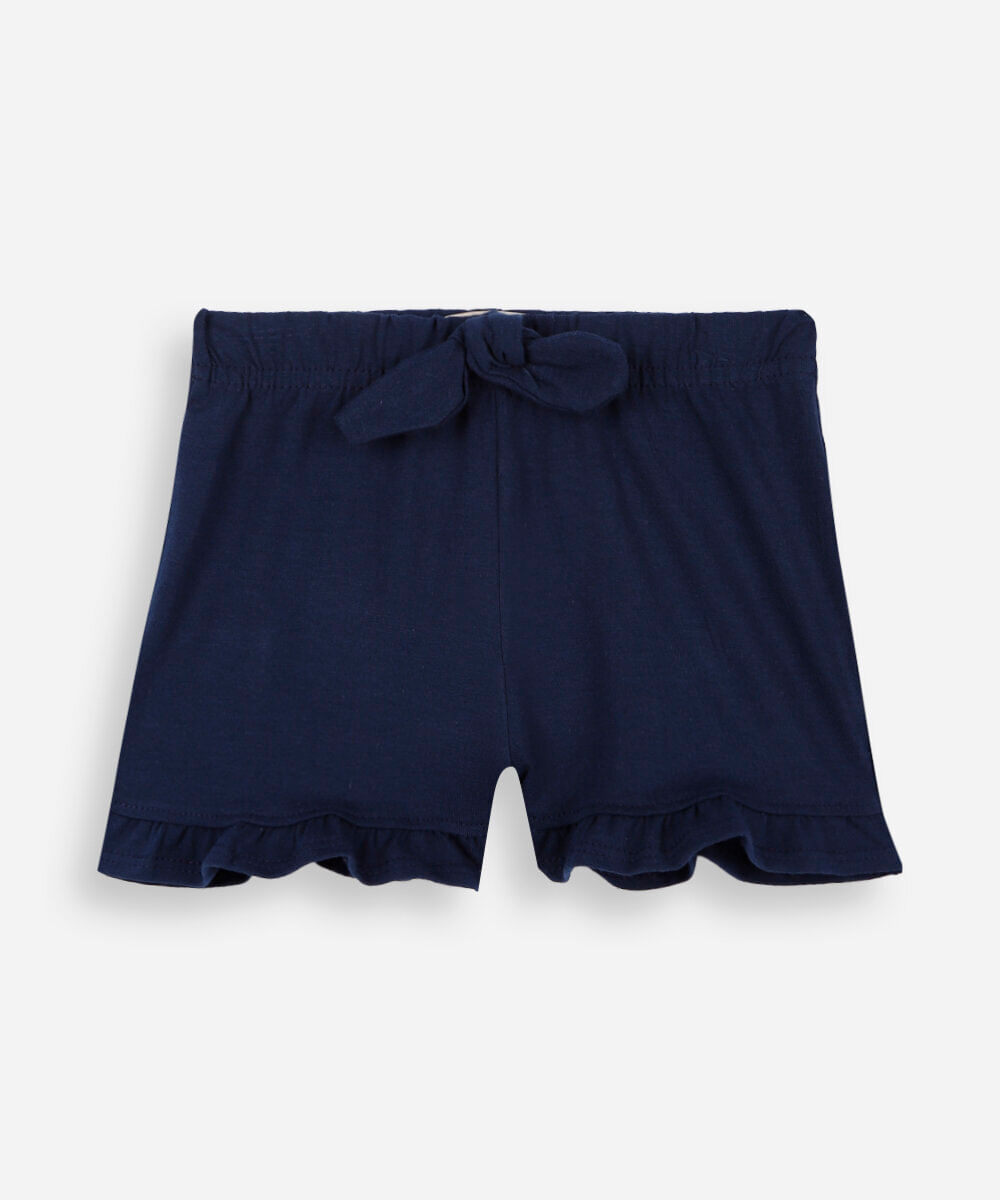 short clochard infantil de algodão com babado azul