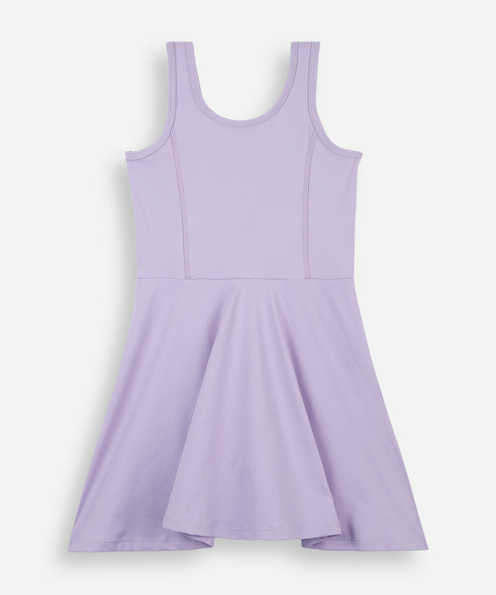 vestido esportivo infantil com short interno lilás