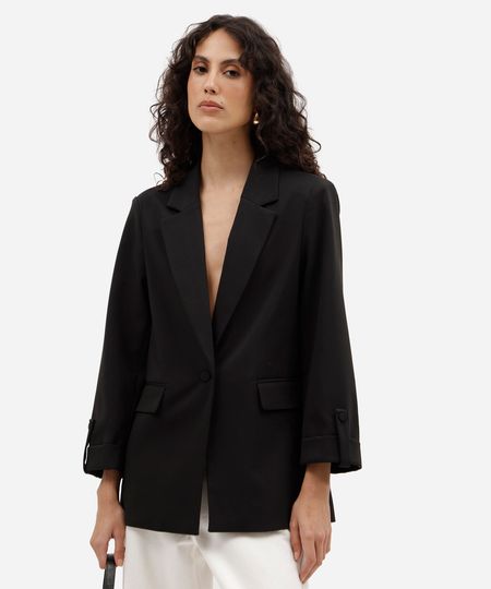 blazer de alfaiataria feminino com martingale preto PP
