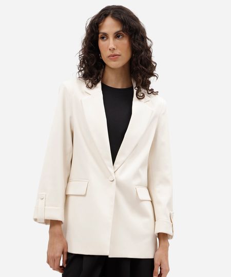 blazer de alfaiataria feminino com martingale off white M