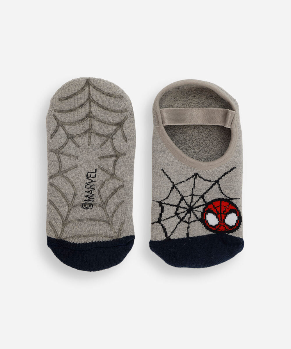 meia sapatilha infantil antiderrapante homem aranha cinza