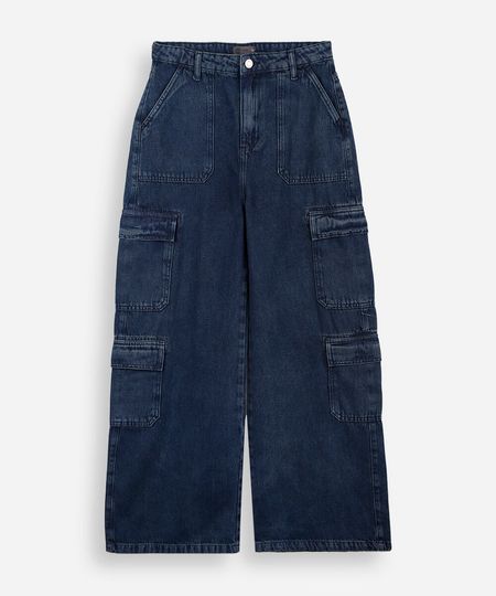 calça cargo jeans juvenil azul 10