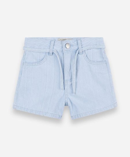 short mom infantil jeans com cordão listrado azul 12