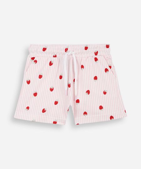 short infantil de moletinho cós elástico listrado colorido 6