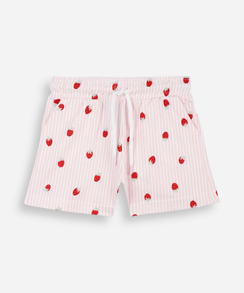 short infantil de moletinho cós elástico listrado colorido