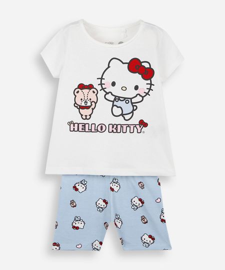 conjunto curto infantil de algodão hello kitty colorido 1