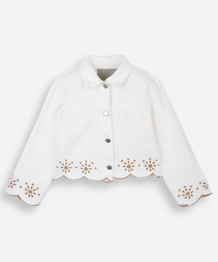 jaqueta infantil de sarja com bordado off white 12