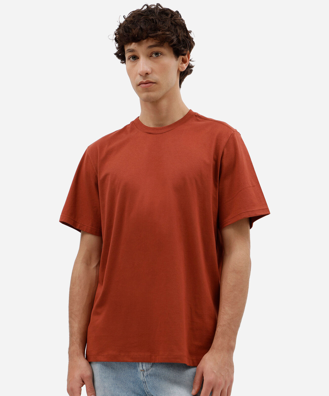 camiseta masculina de algodão básica manga curta laranja