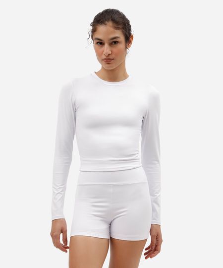 cropped esportivo feminino de poliamida manga longa branco M