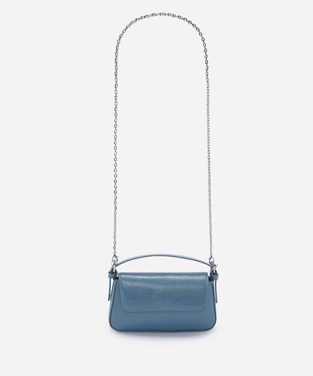 bolsa transversal estruturada com alça de corrente azul UNICO