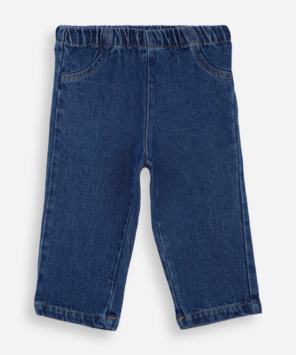calça balloon infantil jeans cós elástico azul