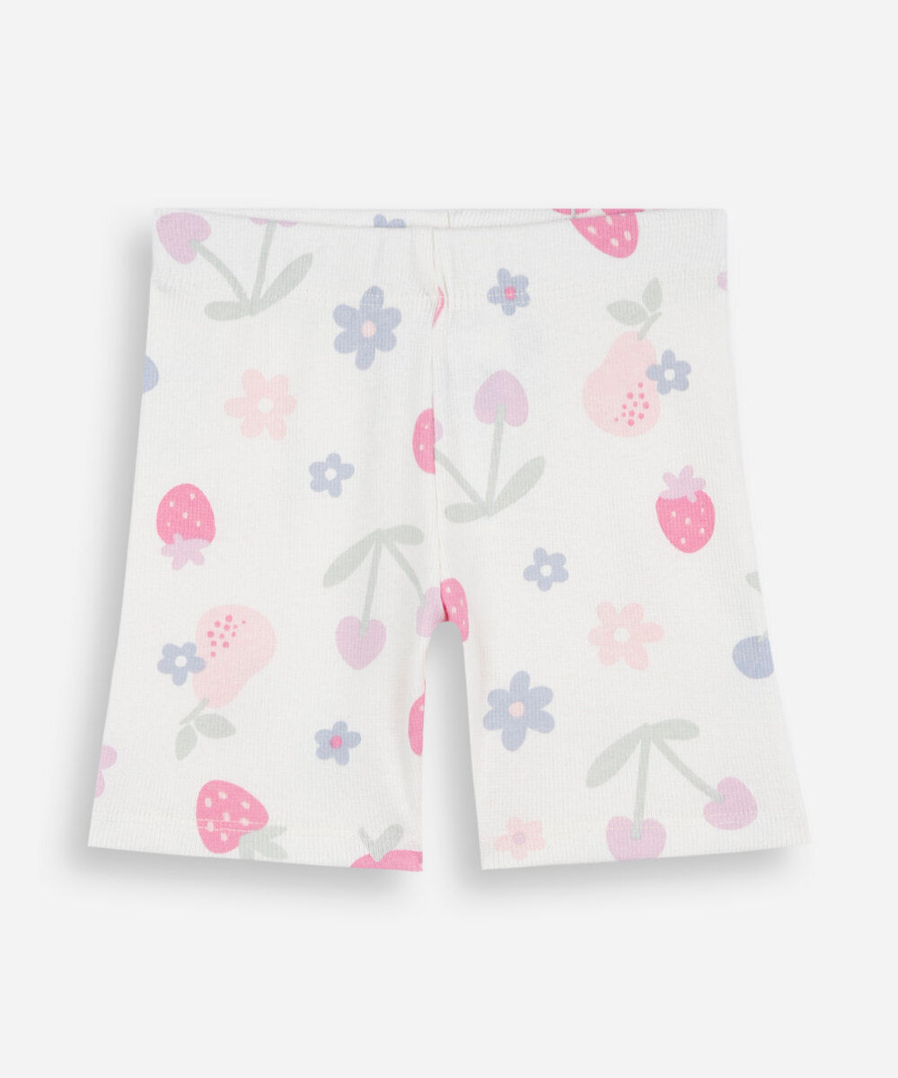 short ciclista infantil de algodão floral colorido