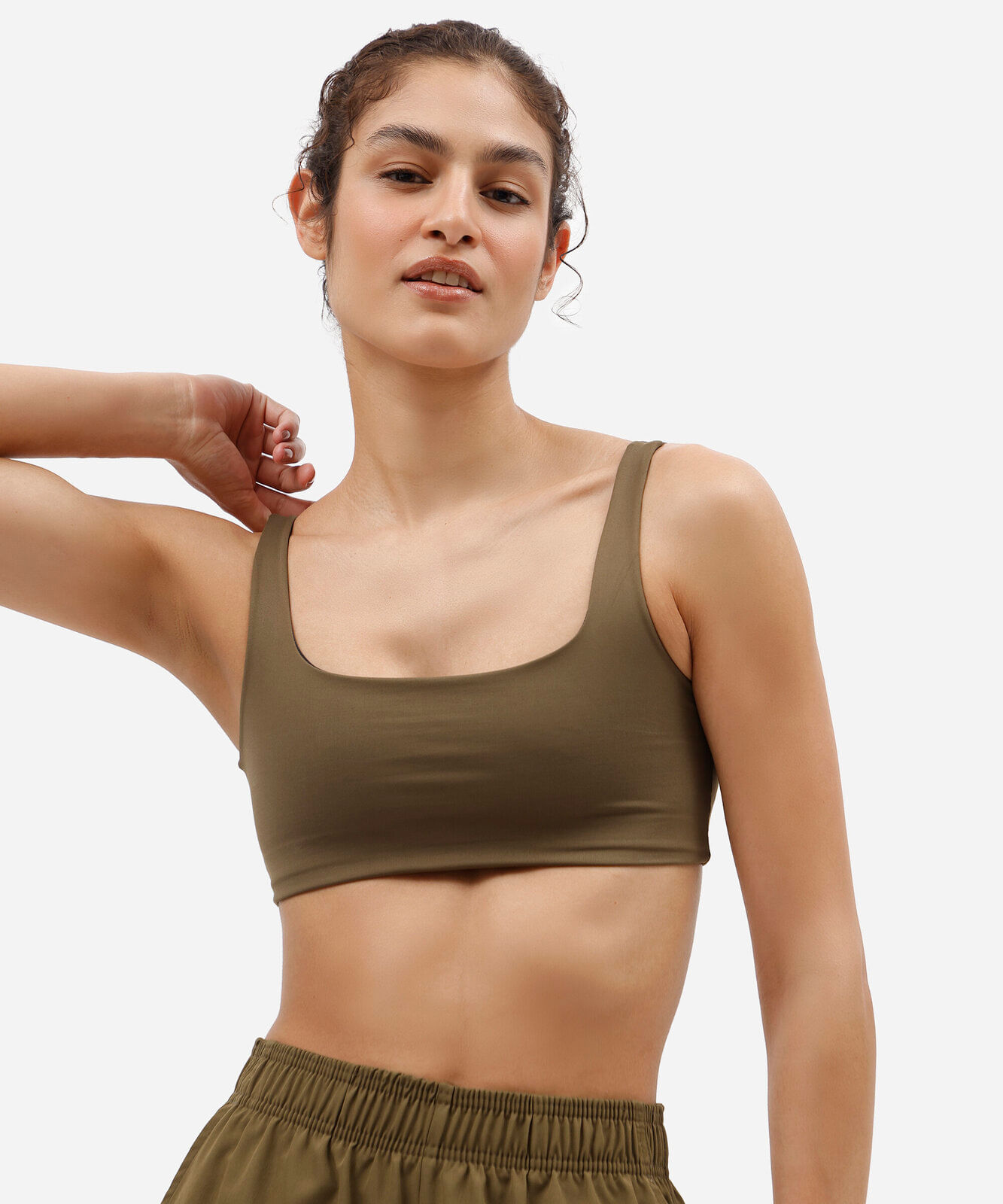 top feminino esportivo de poliamida verde