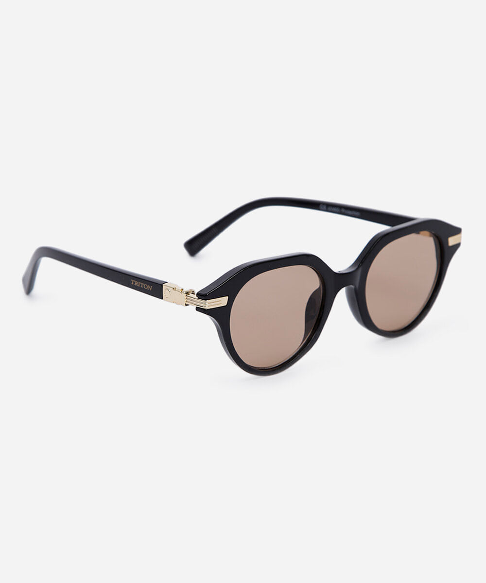 óculos de sol feminino redondo de acetato triton preto