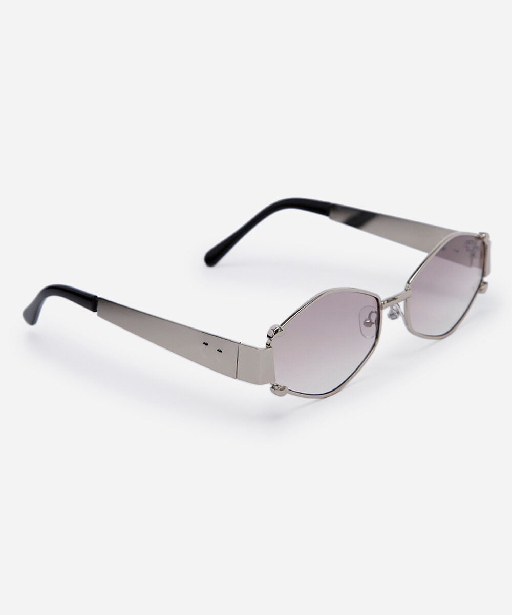 óculos de sol feminino oval de metal triton prata
