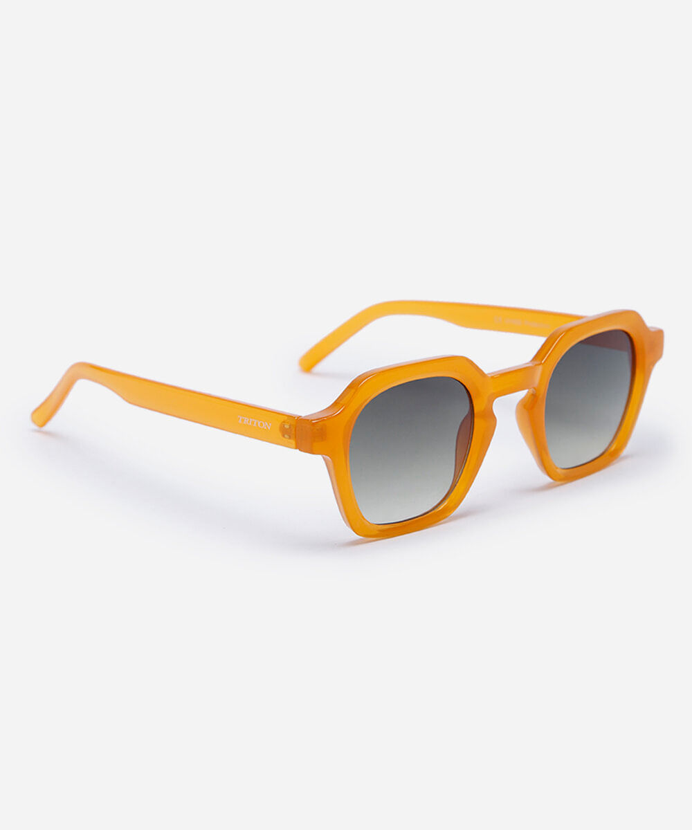 óculos de sol feminino quadrado de acetato triton laranja