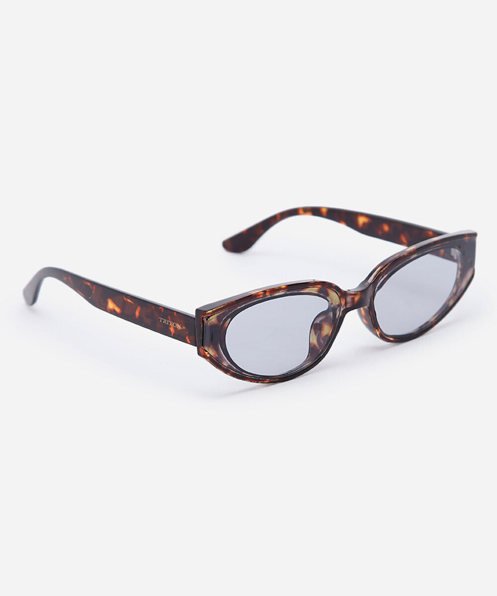 óculos de sol feminino oval de acetato tartaruga triton colorido