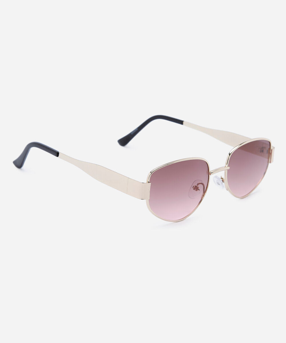 óculos de sol feminino oval de metal dourado