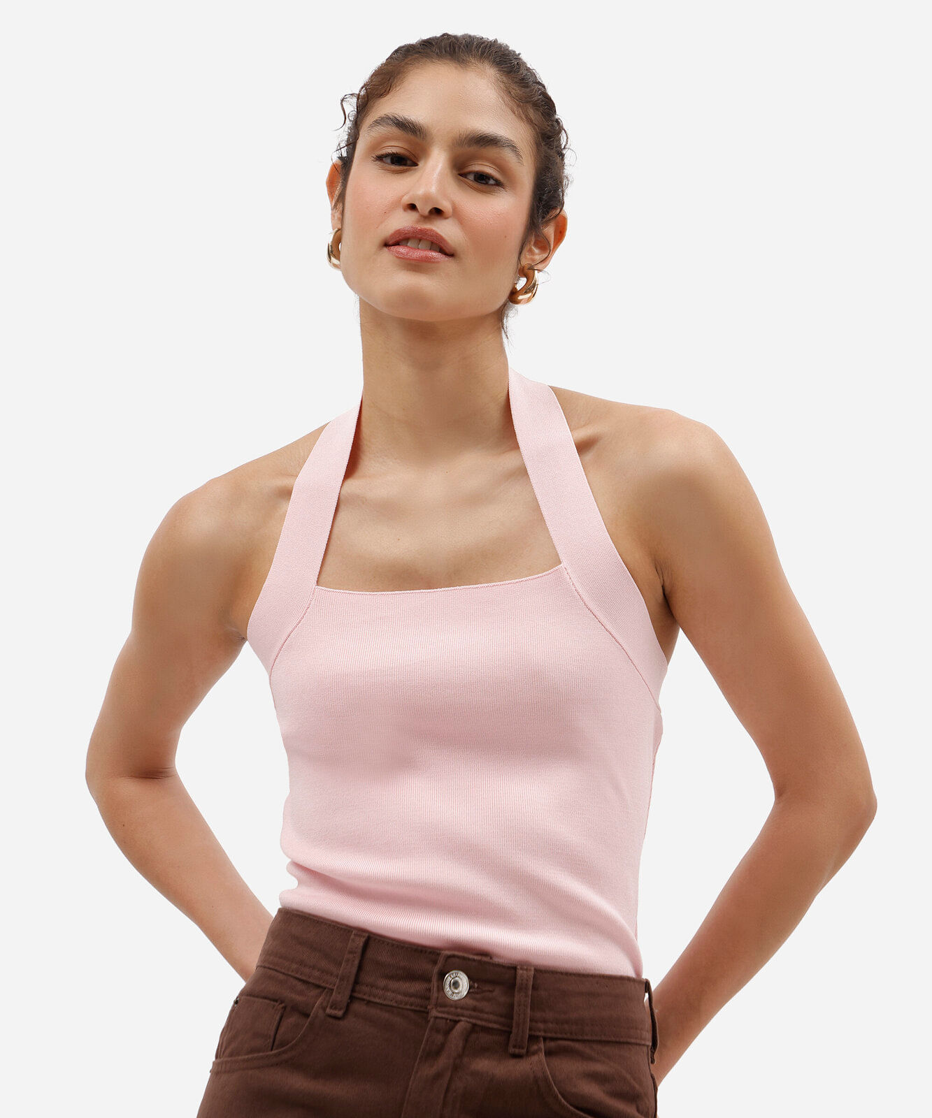 blusa frente única feminina de tricot rosa
