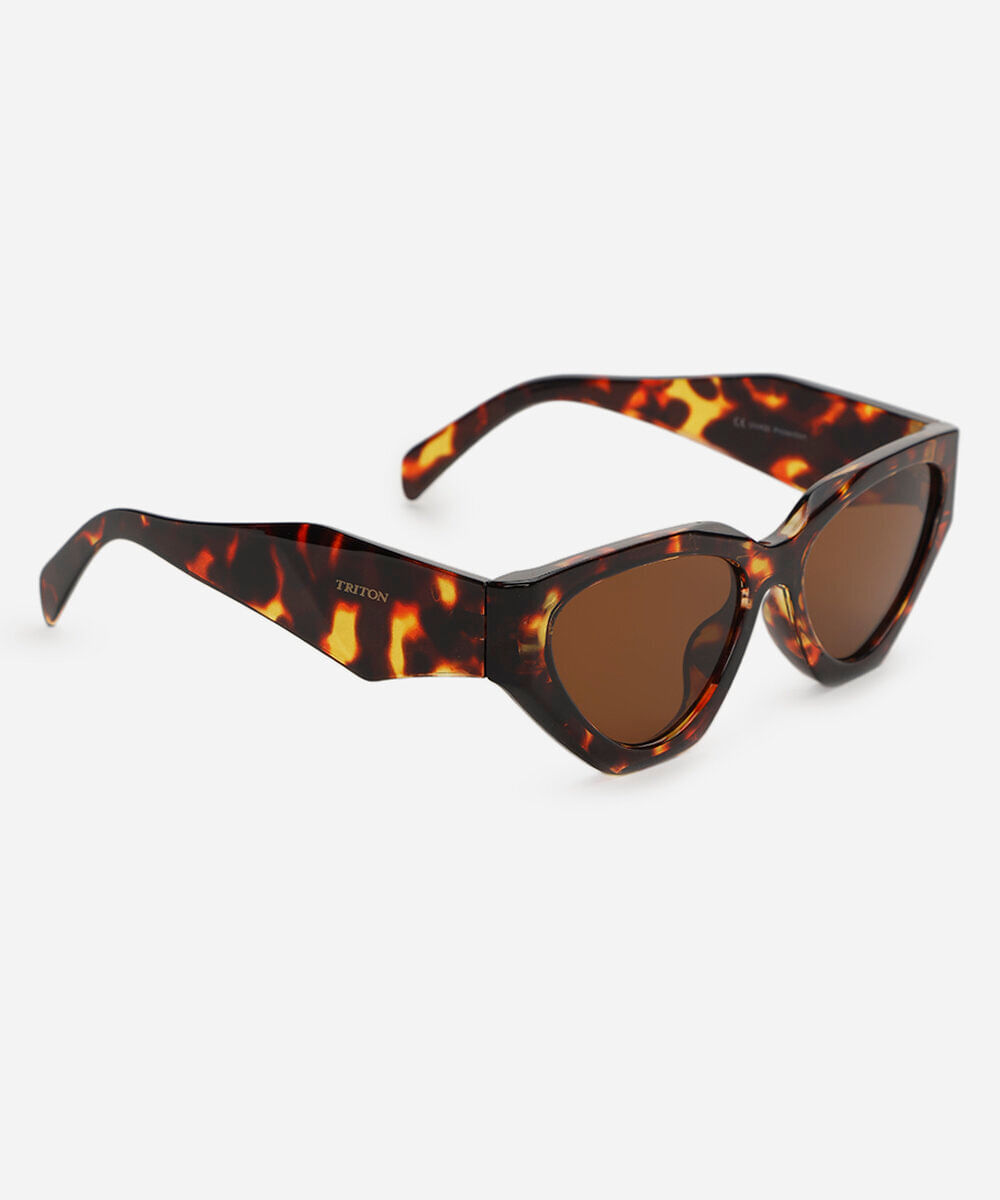 óculos de sol feminino gatinho de acetato tartaruga triton marrom