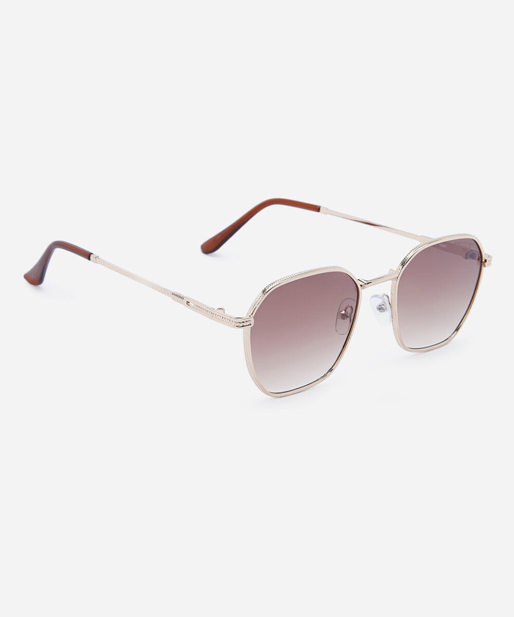 óculos de sol feminino quadrado de metal triton dourado
